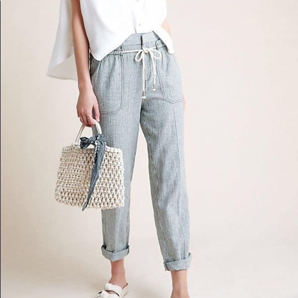 Anthropologie seashore striped linen pants